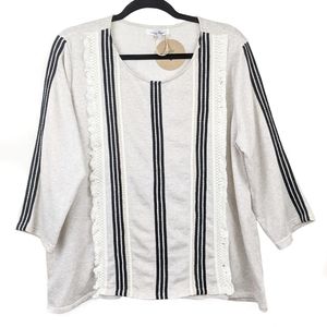 Honey Punch Oatmeal Crochet Fringe Sweatshirt